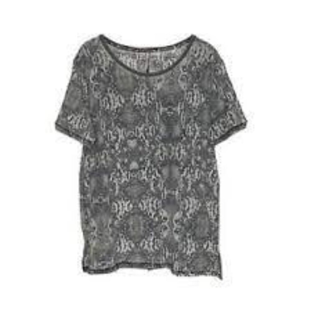 Free People Tourist Gray Snakeskin Print T-shirt - Picture 4 of 7